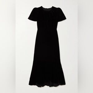 RHODE Arabella Gathered Velvet Midi Dress